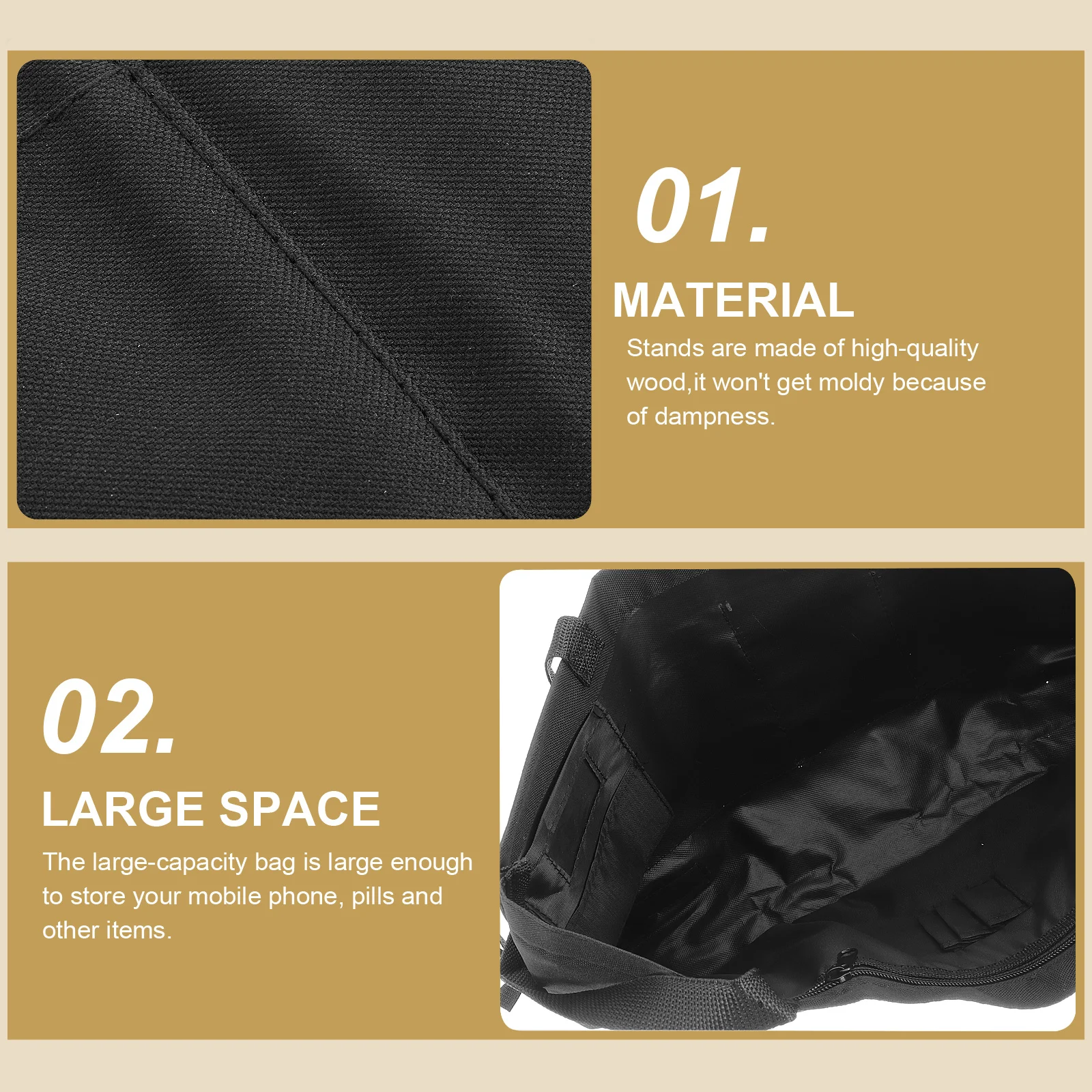 

Hanging Bag Durable Waterproof Oxford Cloth Pouch Large Capacity Storage for Elderly Easy Carry Bag