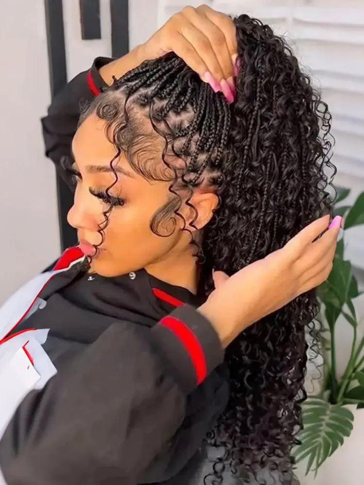Kleine spiraalvormige krullende bundels gehaakt mensenhaar, diep gekruld, met onzichtbare knooploze binding, herwerkbare featherhair extensions. - afbeelding 2