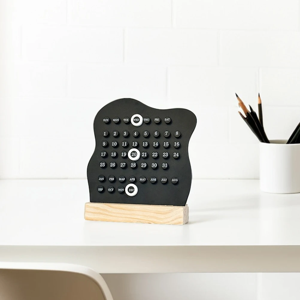

Wooden Perpetual Desk Calendar Home Office Decoration Circular Design Sturdy Material Long Term Use Manual Date Adjustment
