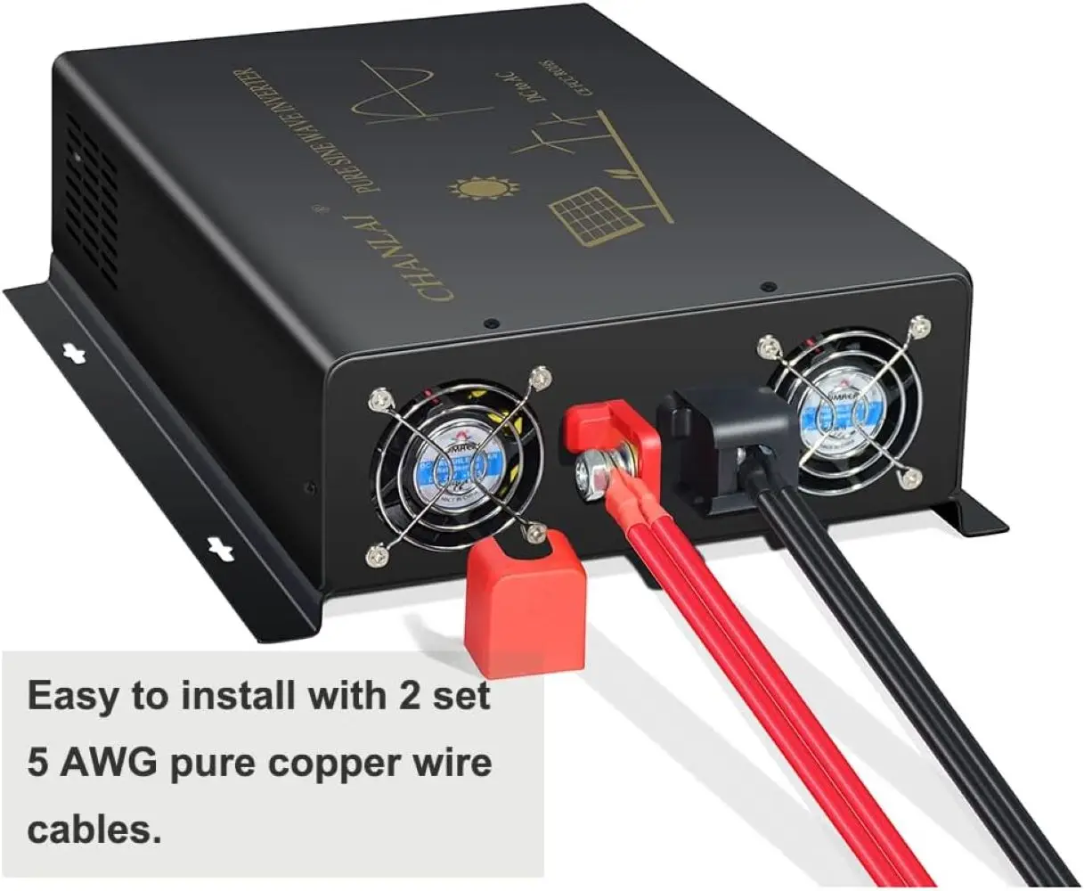 2000W Pure Sine Wave Inverter Solar Power Generator 12V/24V/48V DC to 110V/220V/230V/240V AC Converter Pump TV PC RV Fridge Lamp