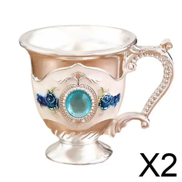 

2xWine Cup Очки с резьбой по узору Коктейльная чашка для домашнего декора Серебристый Синий