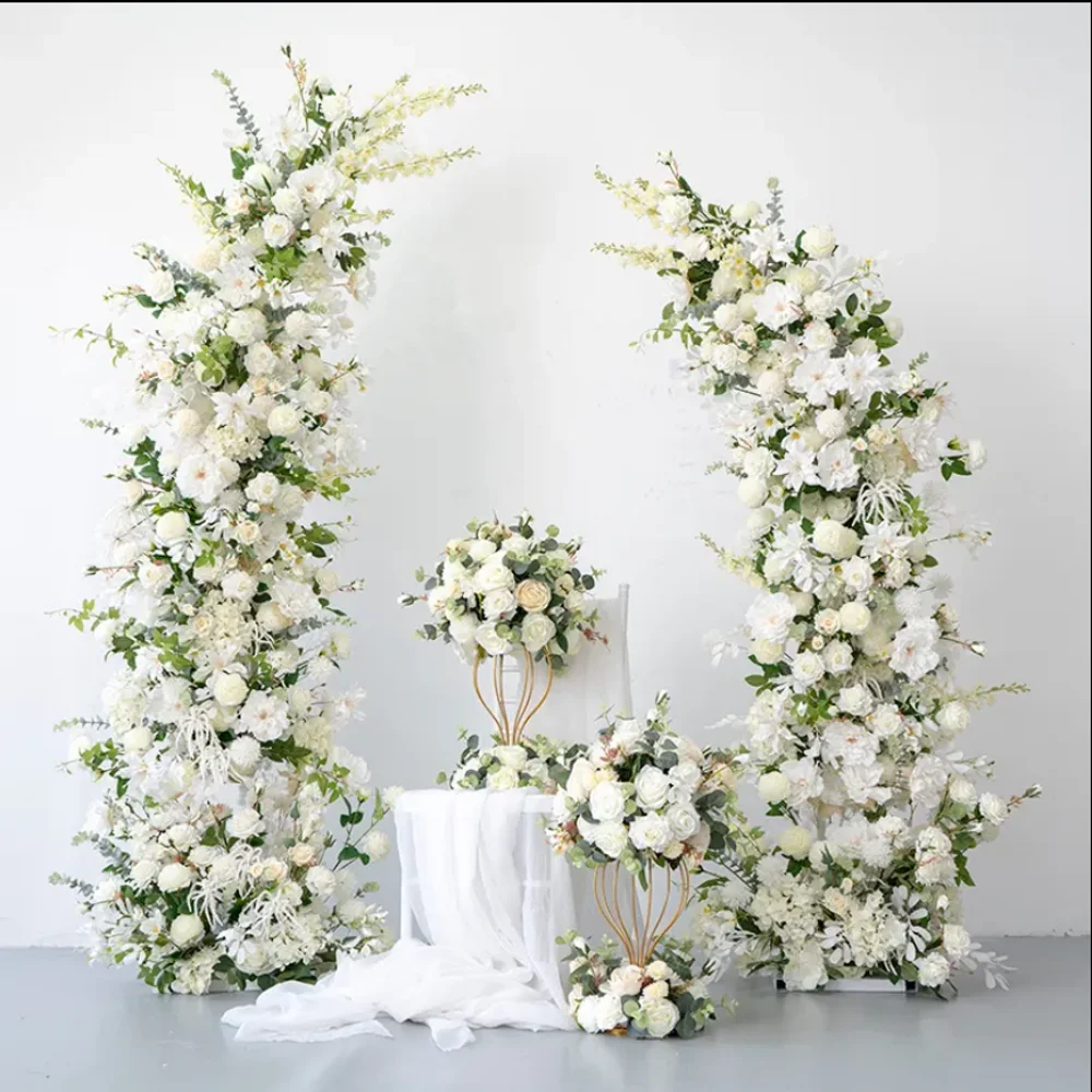 2pcs Metal Arch Backdrop Stand Set, Curved Top, Floral Stand Decoration, Ceremony, Birthday, Anniversary