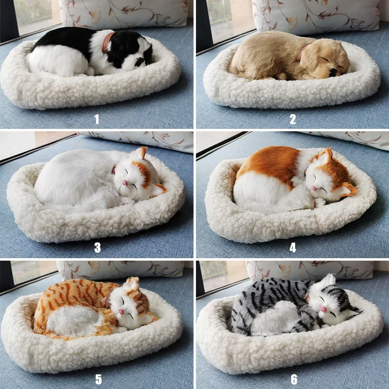 

Breathing Cat Simulation Pet Model Ornaments Plush Sleeping Cat Dog Home Decoration Ornament Photography Props Crafts B-day Gift