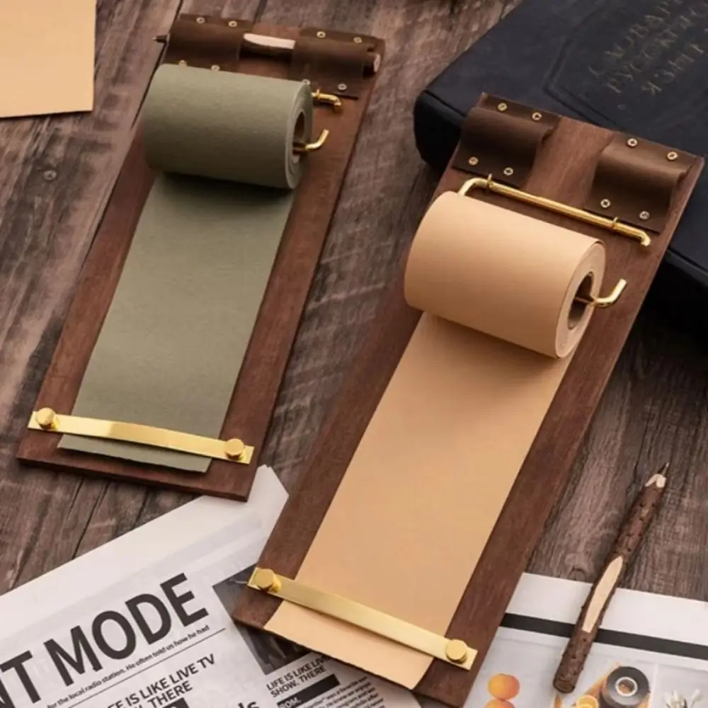 Retro Vintage Sticky Notes Tear-Off Rolled Notes Roll-Up Sticky Note Board Reusable Non-Adhesive Wooden Memo Clipboards