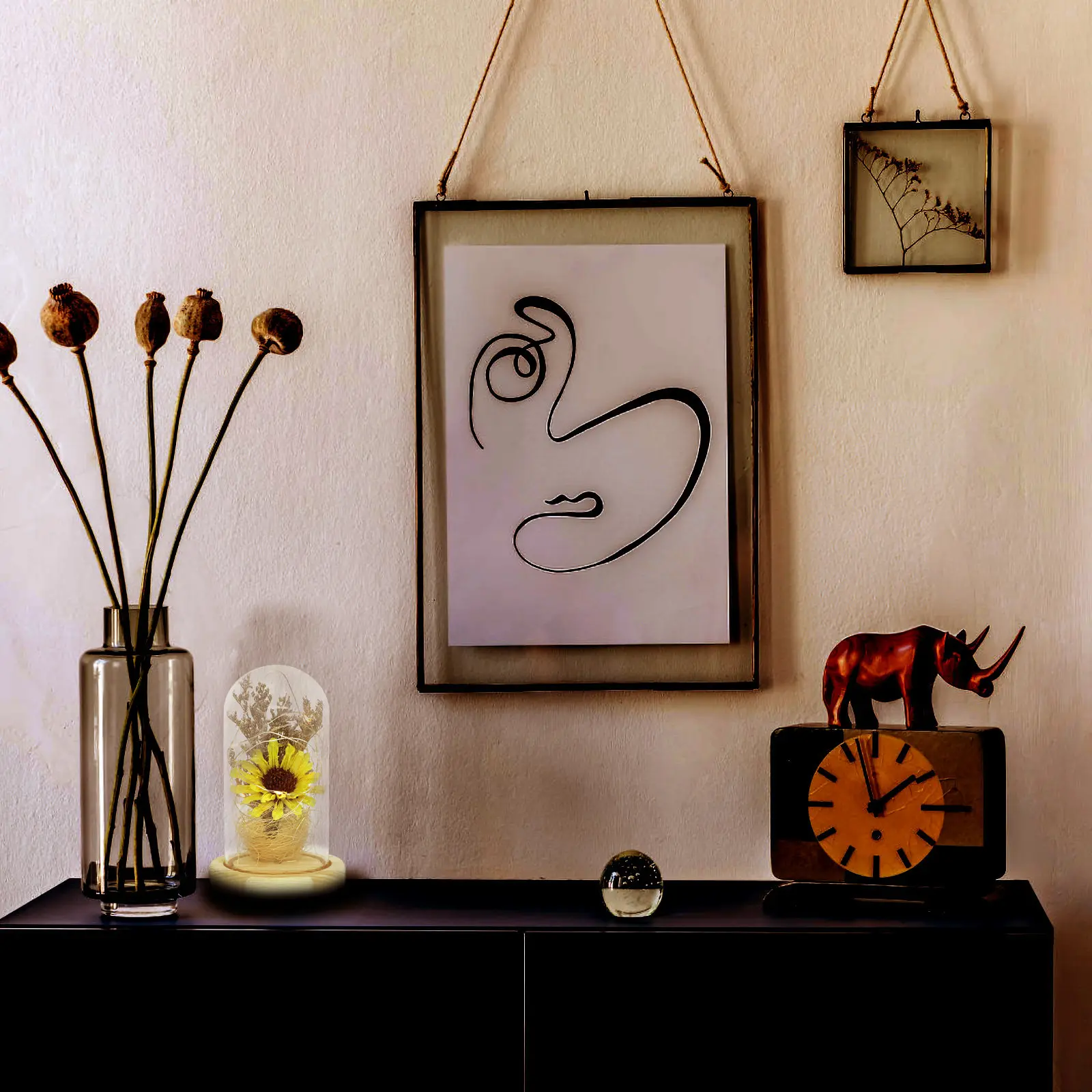 

Desktop Sunflower in Glass Decor Compact Size Long-Lasting Adornment for Room Shelf Desk Collection Display Desktop Sunflower