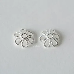 Solid 925 Sterling Silver Bead Caps Twisted Plum Flower Spacer Beads Findings for Jewelry