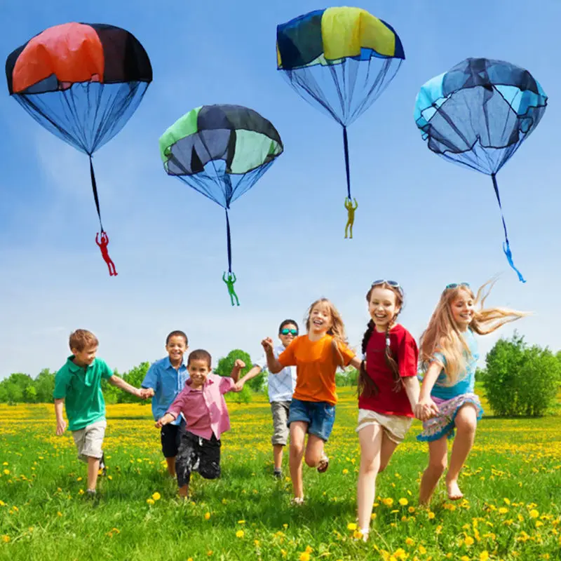 3pcs Hand Throwing Parachute Kids Outdoor Funny Toys Game Play Toys for Children Fly Parachute Sport with Mini Soldier Toys