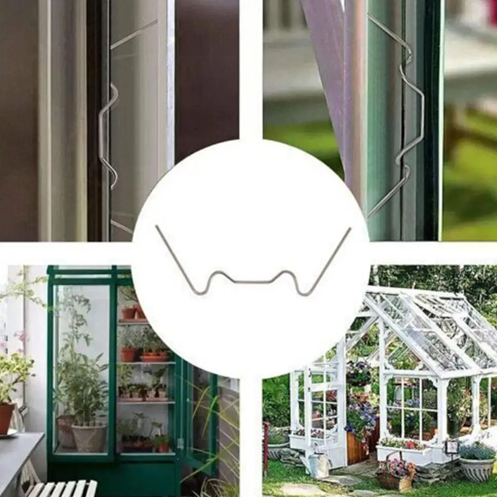 100/50/25Pcs Stainless Steel Greenhouse W Clips Spring Wire Glazing Glass Frame Fixing Clamp