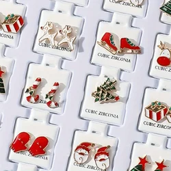 36 Pairs Of Vintage Christmas Street Earrings That Girls Wear Every Day, Random Design, Santa And Christmas Tree, Elk