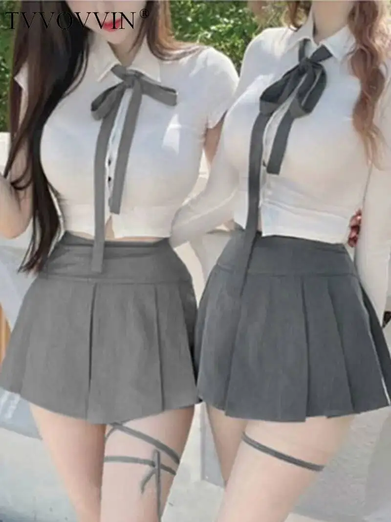 WOMENGAGA Korea Style Sexy Slim High Waist Strap A-line Half Length Skirt Fashion Women Skorts JK Sweet 2023 New  OW3W