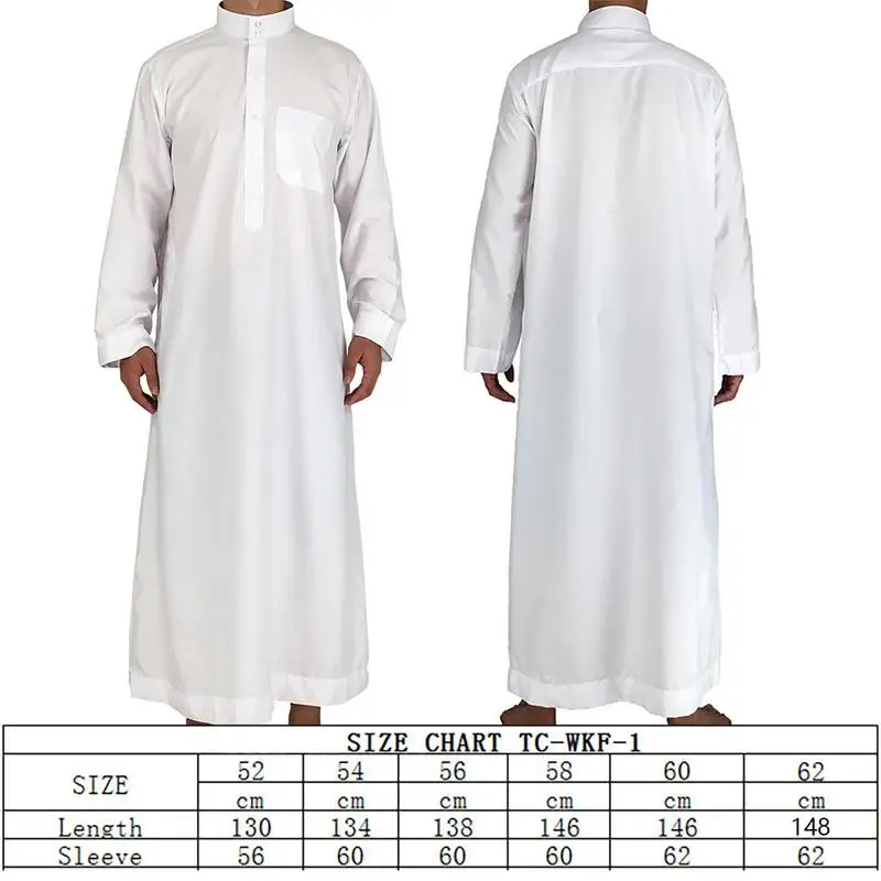 Men Arabic Long Sleeve Thobe Men\'s Saudi Arabic Long Sleeve Robe Long Sleeve Robe Arab Dress Middle East Islamic Clothing