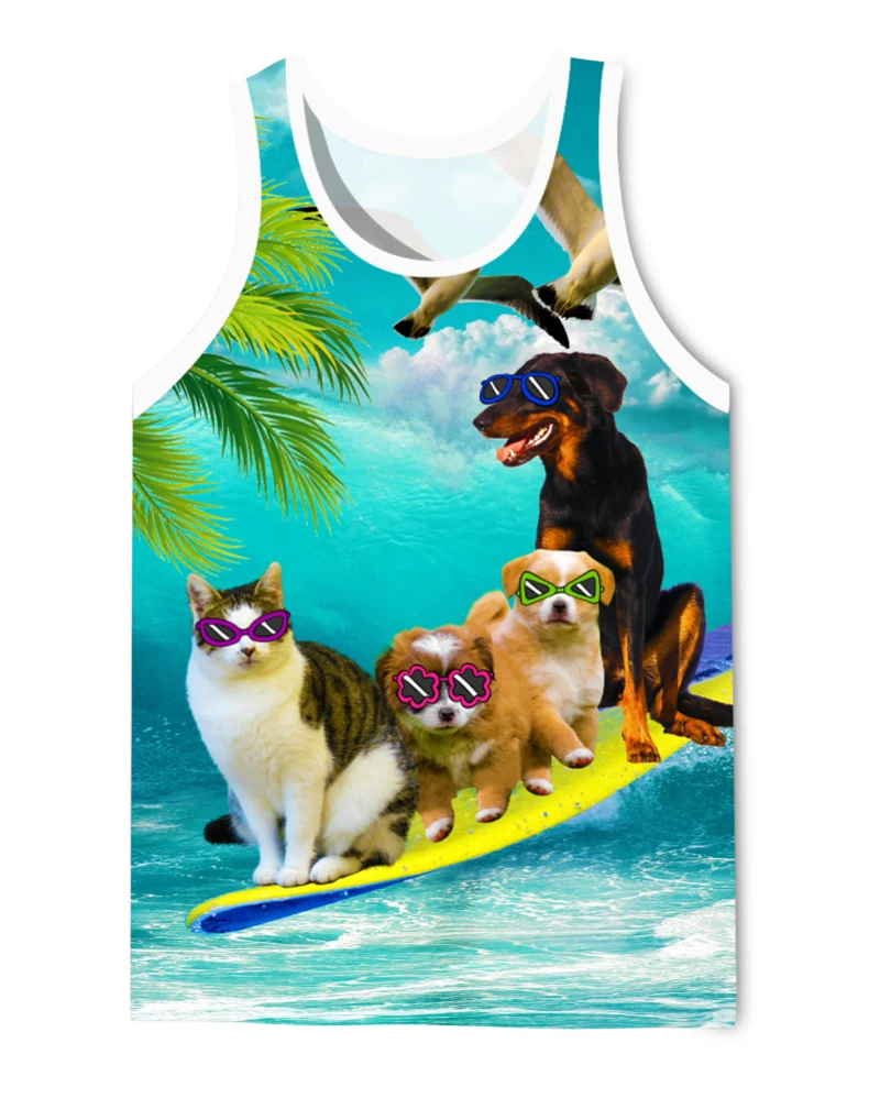 

Funny Animal Graphic Tank Tops For Men Women Creative Design Abstract Pattern Sleeveless Vest Loose Daily Casual Unisex Clothing