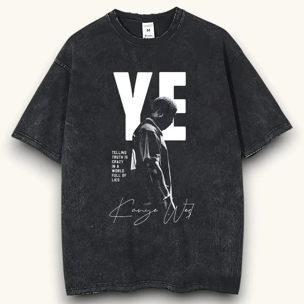 90s Retro Kanye West Logo T-Shirt, Retro Rap T-Shirt, a Must-Have Item for Street Style; Pure Cotton All-Season Casual Shirt