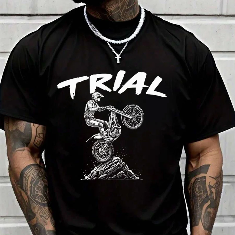 

Мужская черная футболка Trial Extreme Moto Acrobatic Motorsport с графическим принтом, новые мужские повседневные футболки с круглым вырезом и короткими рукавами