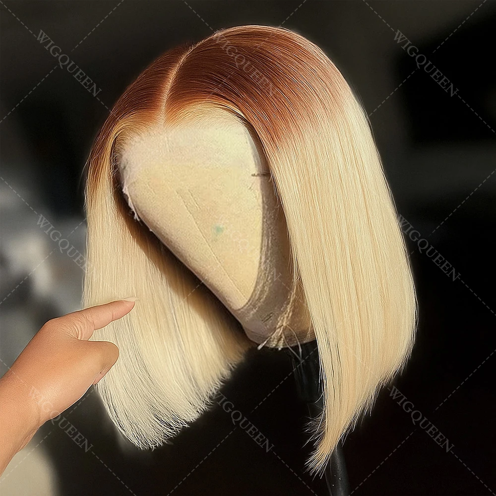 # 4/613 تسليط الضوء على شقراء قصيرة بوب شعر مستعار شعر الإنسان 13x4 الدانتيل شعر مستعار أمامي شعر الإنسان قبل قطعها شقراء مزيج براون اللون باروكة من شعر طبيعي