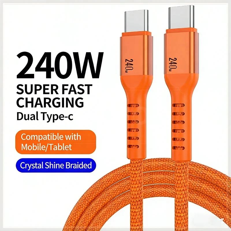 240W USB C to USB C Cable PD 3.1 5A Fast Charging for iPhone 17 16 15 Pro Max Samsung S25 S24 MacBook Braided Type C Data Cord