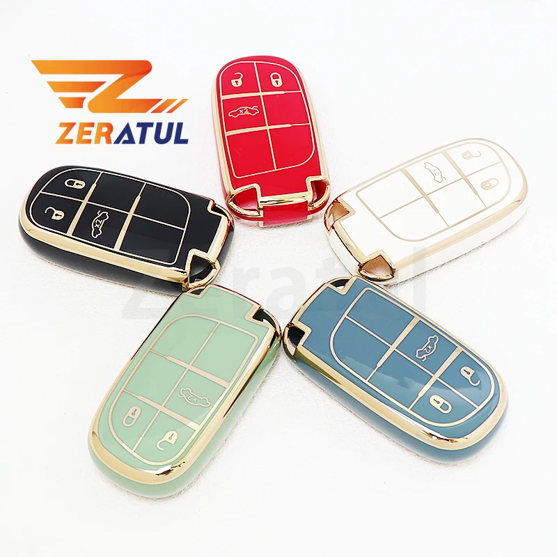 

Защитный чехол для автомобильного ключа из ТПУ с 3-5 кнопками для Jeep Renegade, Grand Cherokee, Dodge Journey, Charger, Chrysler 200, 300