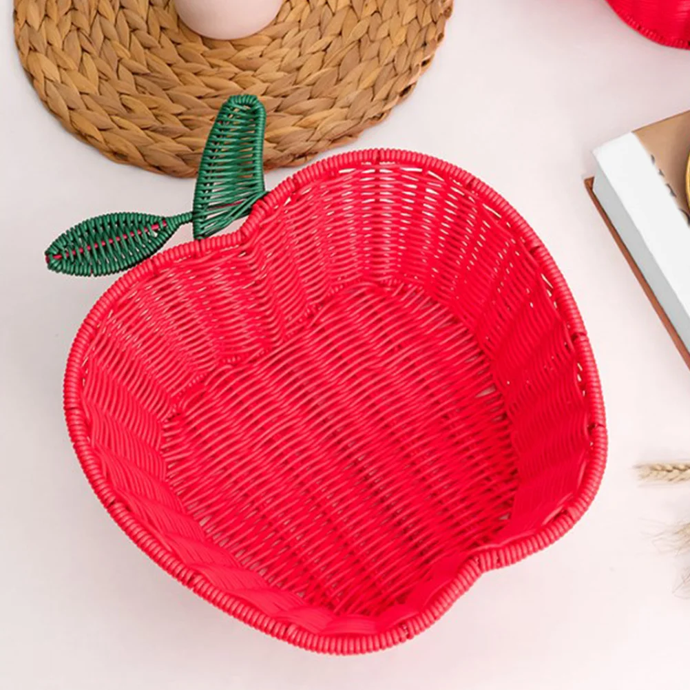 

2Pcs Apple Shaped Fruit Basket Woven Storage Basket for Fruits Snacks Candies Home Organization Kitchen Countertop Shelf Decor