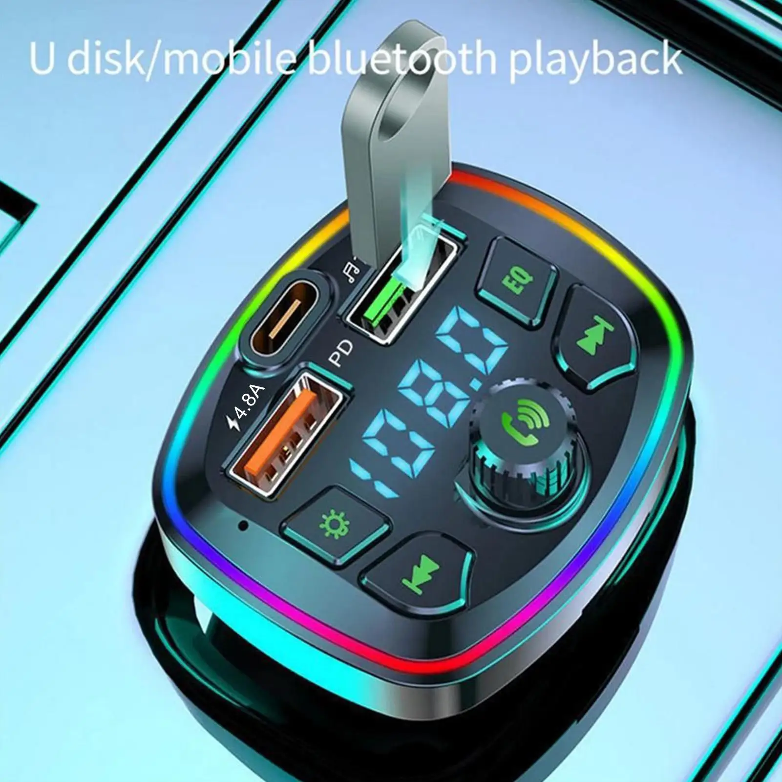 Wireless Transmitter For Car LED Display Adapter 2-Port Fast Charging Wireless Radio Receiver For Auto Music Phone PC Road Trip