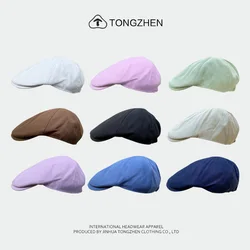 British Style Retro Solid Color Berets for Women Spring and Summer Versatile Sunscreen Japanese Simple Vantage Forward Hats Men