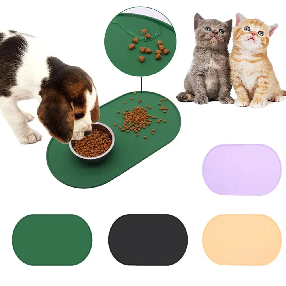 

Silicone Pet Feeding Mats Cat Bowl Mat Feeding Anti Overflow Easy Clean Strong Adsorption Force Cat Dog Feeding Mat Dog Bowl Mat