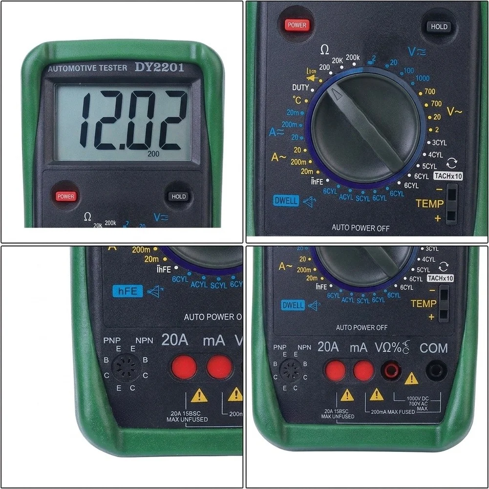 Digital Multimeter DY2201 Designed for Automotive Applications For Battery Testing DC 1000V AC 700V Compact Ergonomic Build