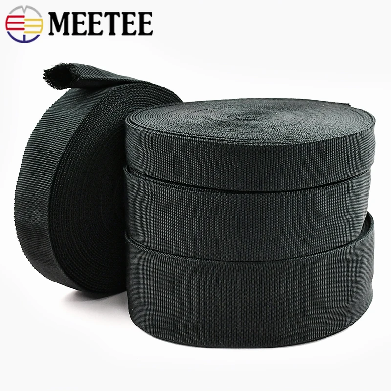 2-10M 1.6mm Black Nylon Webbing Tape 20-50mm Bag Strap Ribbon Band Hollow Tubular Garment Belt Bias Binding DIY Sewing Accessory