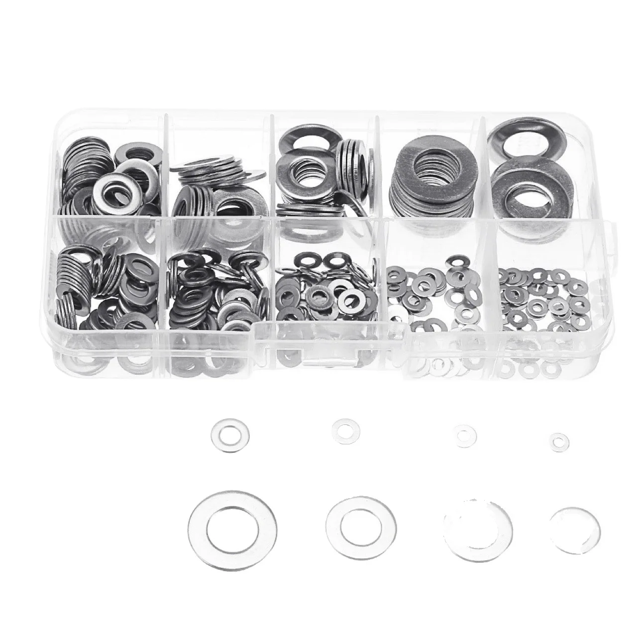M2 to M10 Multi-Size Washer Combo 180-Piece Flat Washer Set Organizer Box