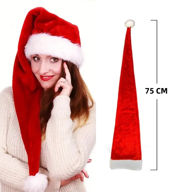 Extended Super Long Christmas Santa Hat Beanie Skull Cap Adult Xmas Winter Red Cap New Year Hat Festival Holiday Party Headwear