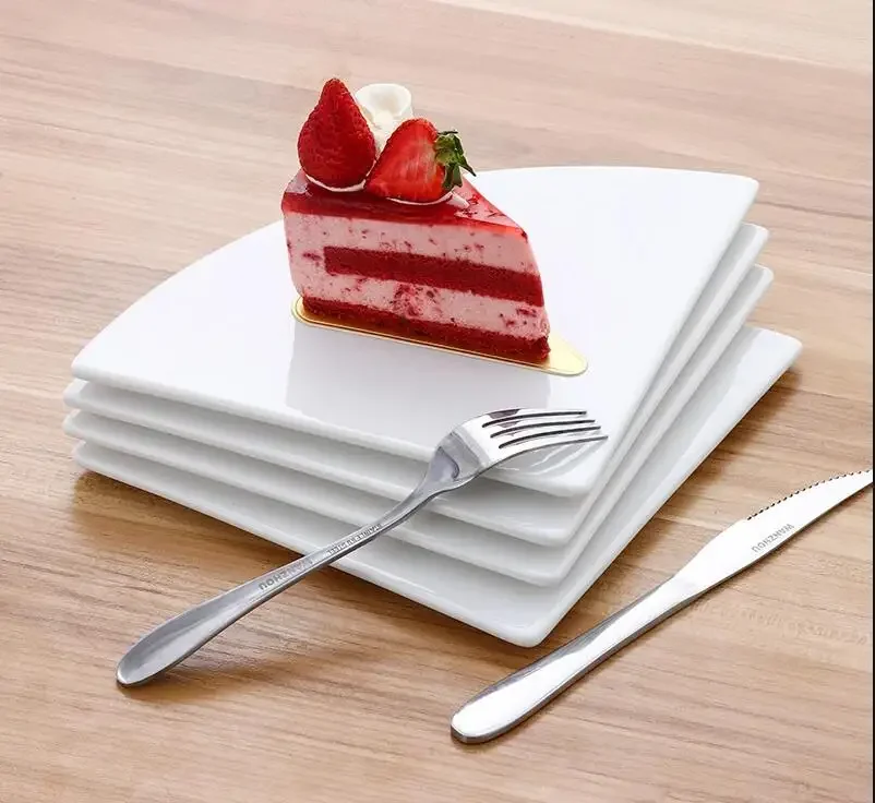 Triangular Flat Plate White Ceramic Dinner Hotel Restaurant Decoration Dessert Modern Home Kitchen Steak Tableware