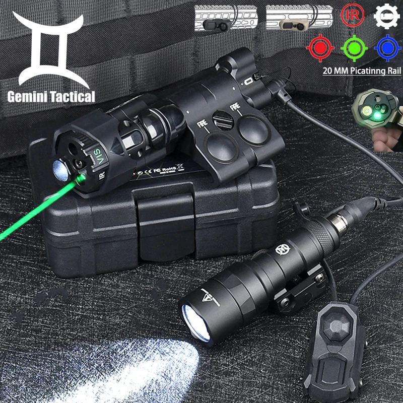 Tactical Metal MAWL C1 Red Green Blue Dot Laser IR Sight White LED Strobe Light Wadsn M300C Flashlight 520Lumens UNAxon Switch