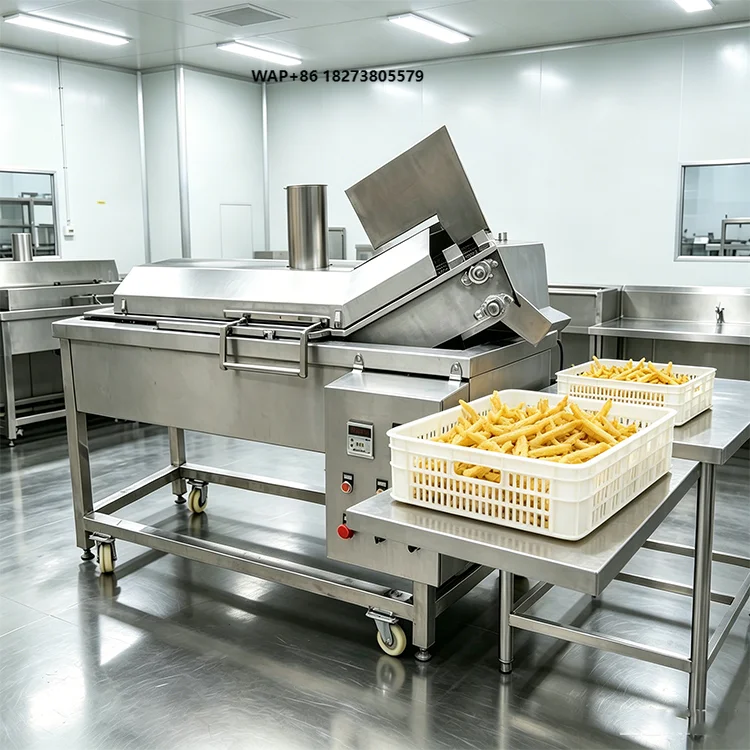 Moxin Electric Industrial Fryer Double Conveyor Belt Auto Oil Filtration for Fried Snacks Making Plant