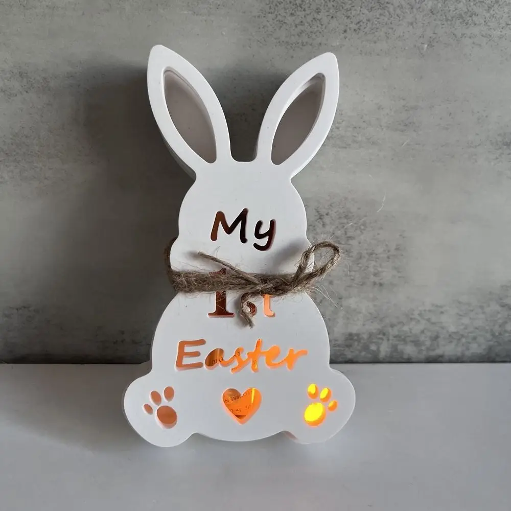 Cute Easter Rabbit Light Silicone Mold Cartoon Hollow Bunny Plaster Drop Glue Mold Handmade Rabbit Lamp Box Mold