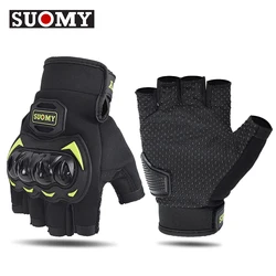 Suomy novas luvas de equitação da motocicleta meio dedo respirável luvas de motociclista resistente ao desgaste luva de motocross anti-queda anti-deslizamento