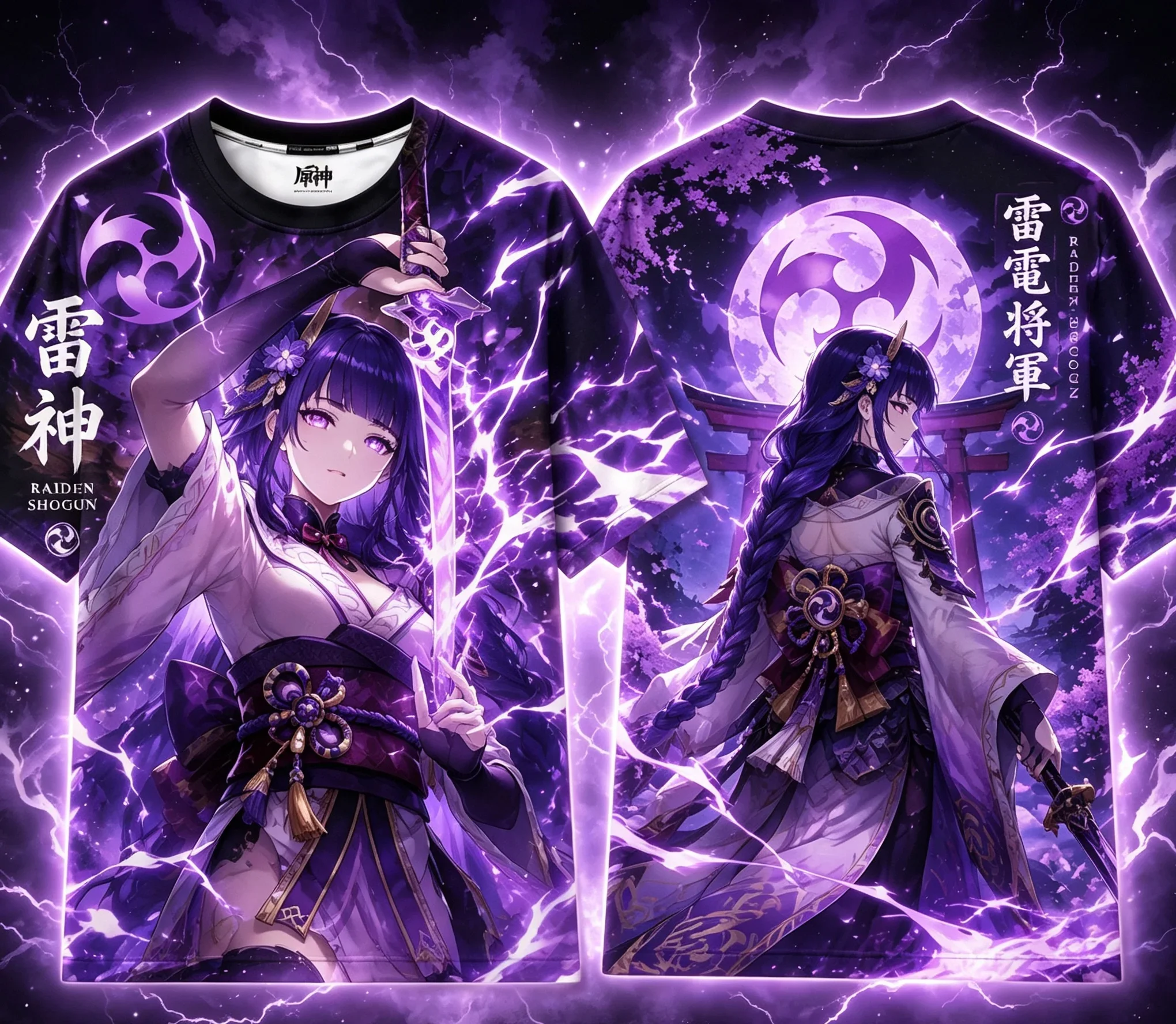 Genshin Impact Raiden Shogun 3D Print Men's T‑Shirt Anime Character Short‑Sleeve Unisex Casual Streetwear Graphic T Shirts Y2k