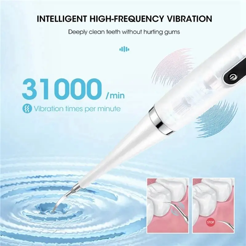 A38T-2X Electric Teeth Cleaner Tooth Whitening & Cleaning Waterproof Tartar Remove Fresh Breath Oral Care,White(2 X Head)