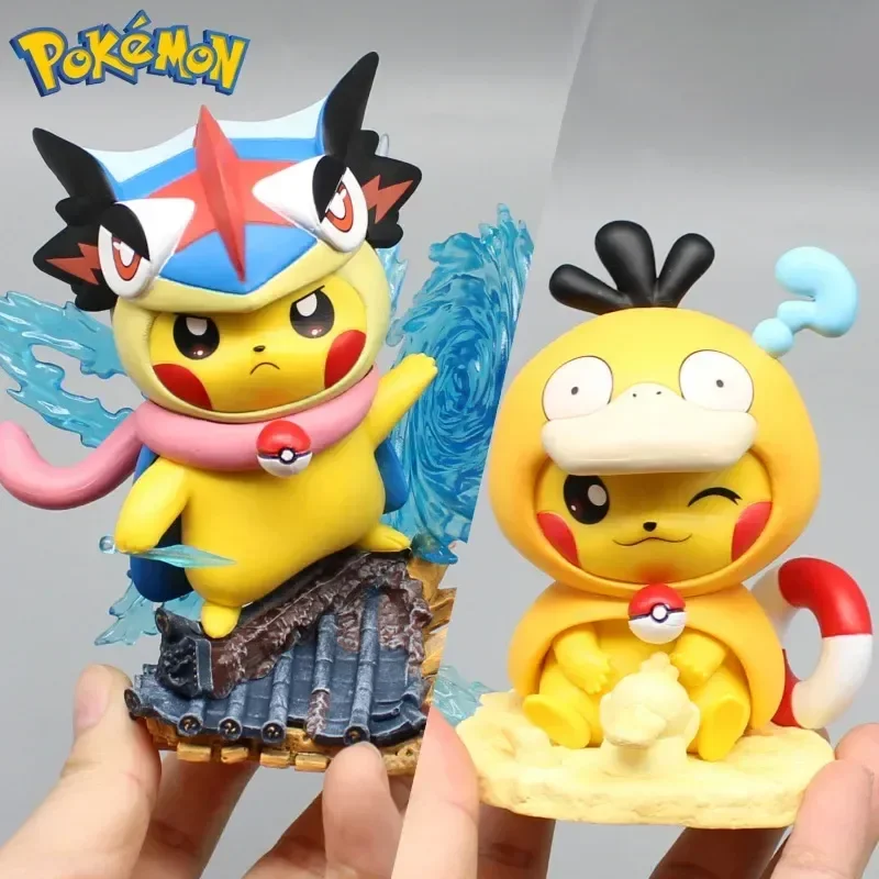 Pokemon Pikachu Cos Greninja Psyduck Anime Figure GK Kawaii Manga Statue Pvc Action Figurine Collectible Model Toy Gift