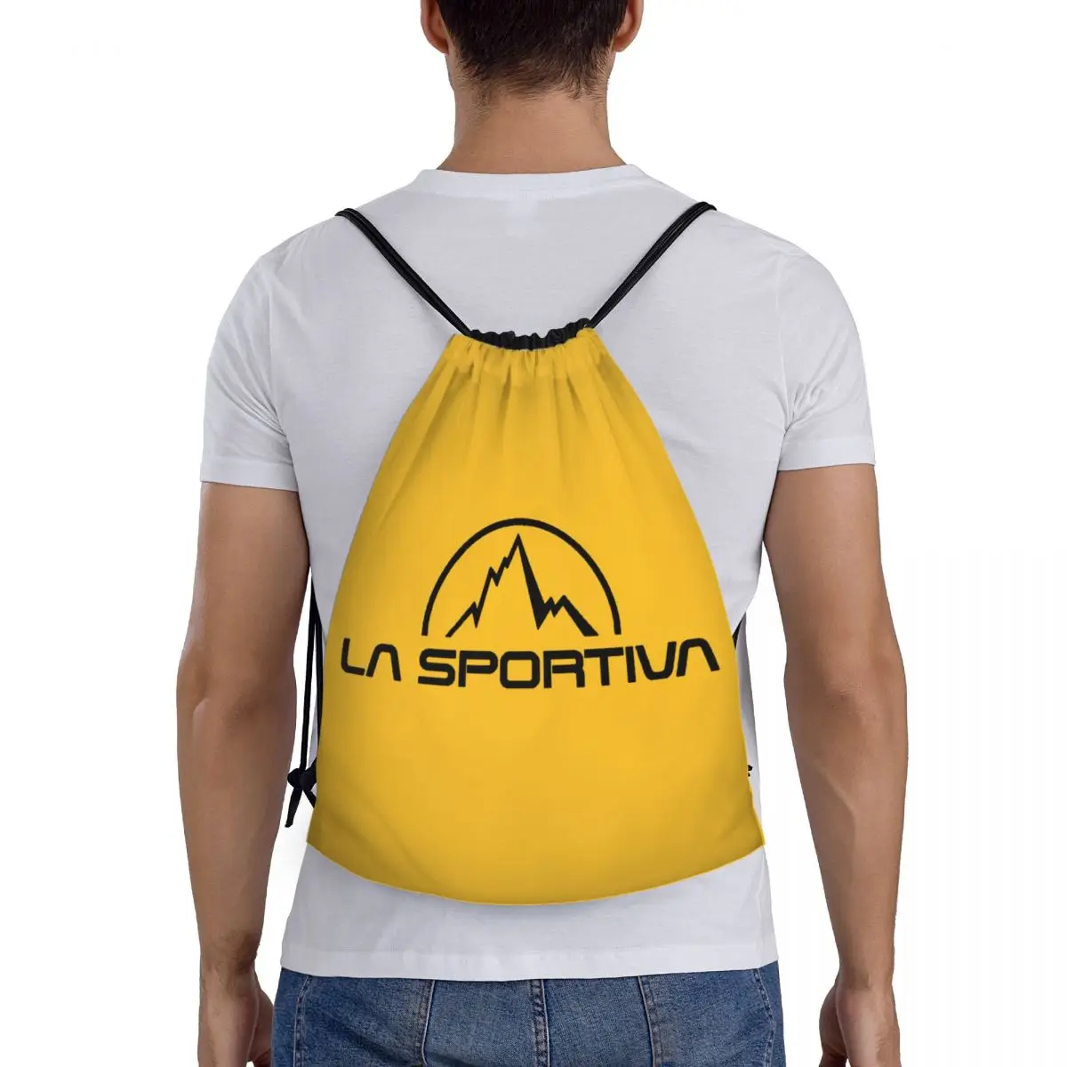 LA Sportiva กระเป๋าเป้สะพายหลังแบบผูกเชือกโลโก้กระเป๋ายิมกีฬาถุงผ้าแบบมีหูรูดกันน้ำสำหรับขี่จักรยาน