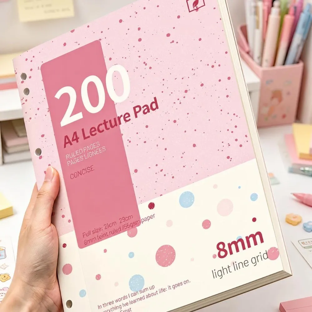 Thickened A4 Loose Leaf Notebook 200 Pages Horizontal Ruled Writing Notebook Crispy Book School Writing