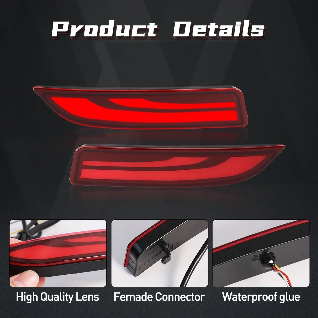 For Toyota Avalon 2019 2020 2021 2022 LED Rear Bumper Reflector Light Brake Warning Dynamic Turn Signal Auto Running Lamps 12V