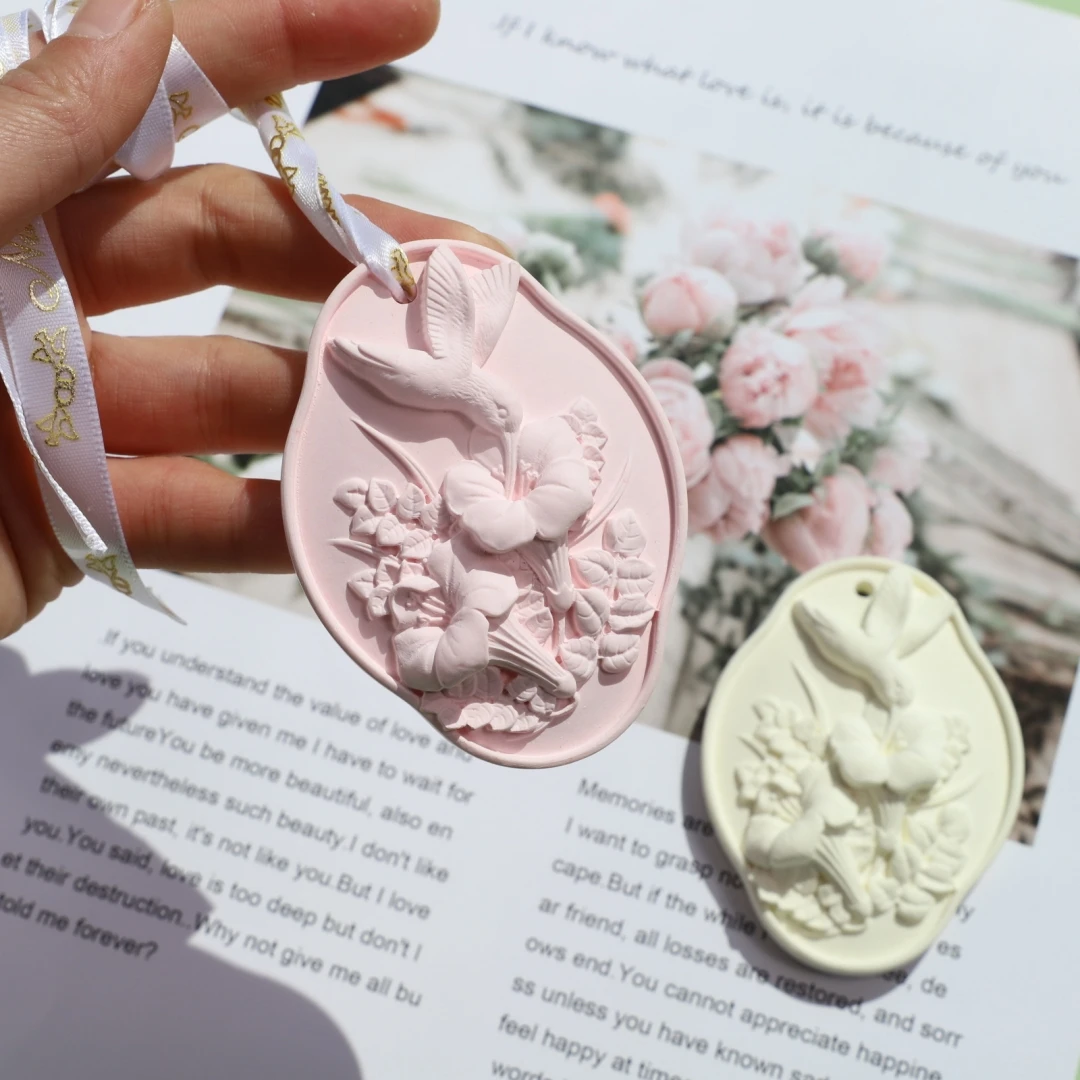 Flying Bird Flower Car Hanging Plaster Mold Group Building Activity DIY Aromatherapy Gypsum Wardrobe Hanging Silicone Mold