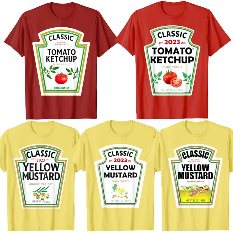 

Yellow Mustard Ketchup Costume Halloween 2023 Mustard Mayo Matching Couples Group Mustard Family T-Shirt Gifts Funny Graphic Tee