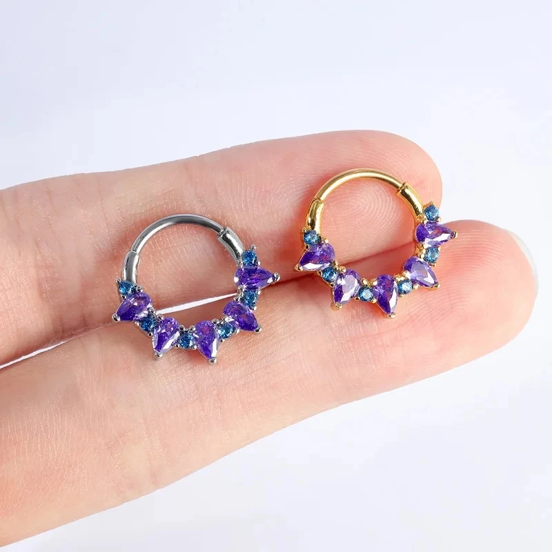 Titanium Stainless Steel Septum Piercing Nose Rings for Women Colorful Cubic Zirconia Septum Nose Rings Nose Piercing jewelry