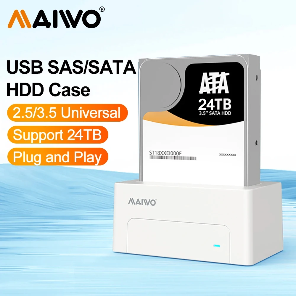 

MAIWO SAS Hard Drive Docking Station for 2.5/3.5" HDD SSD Disk CaseSATA To USB 3.0 HDD Docking Station with 12V Power Adapter