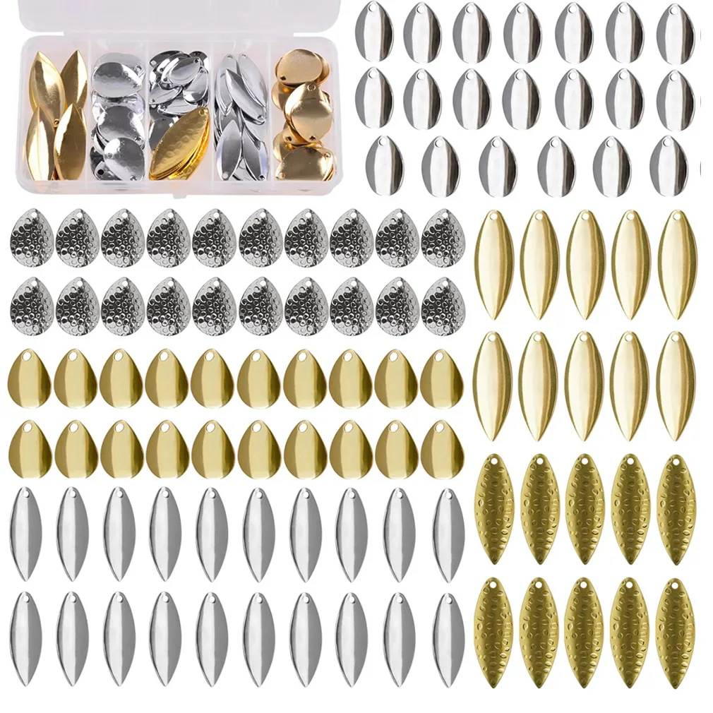 100PCS Spinner Blades for Fishing Lure Willow blades Walleye Bass Spinnerbait Blades DIY lure making Tool fishing accessories