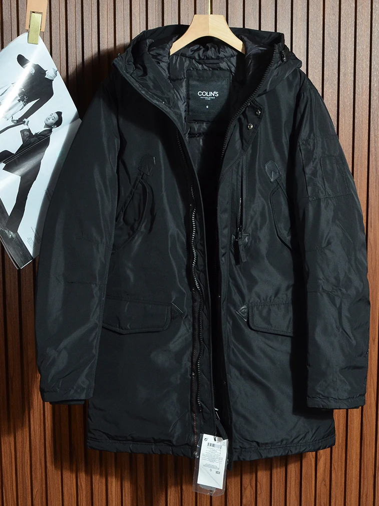 

Утепленная зимняя мужская куртка для активного отдыха, теплая хлопковая парка средней длины с капюшоном, плотная морозостойкая верхняя одежда