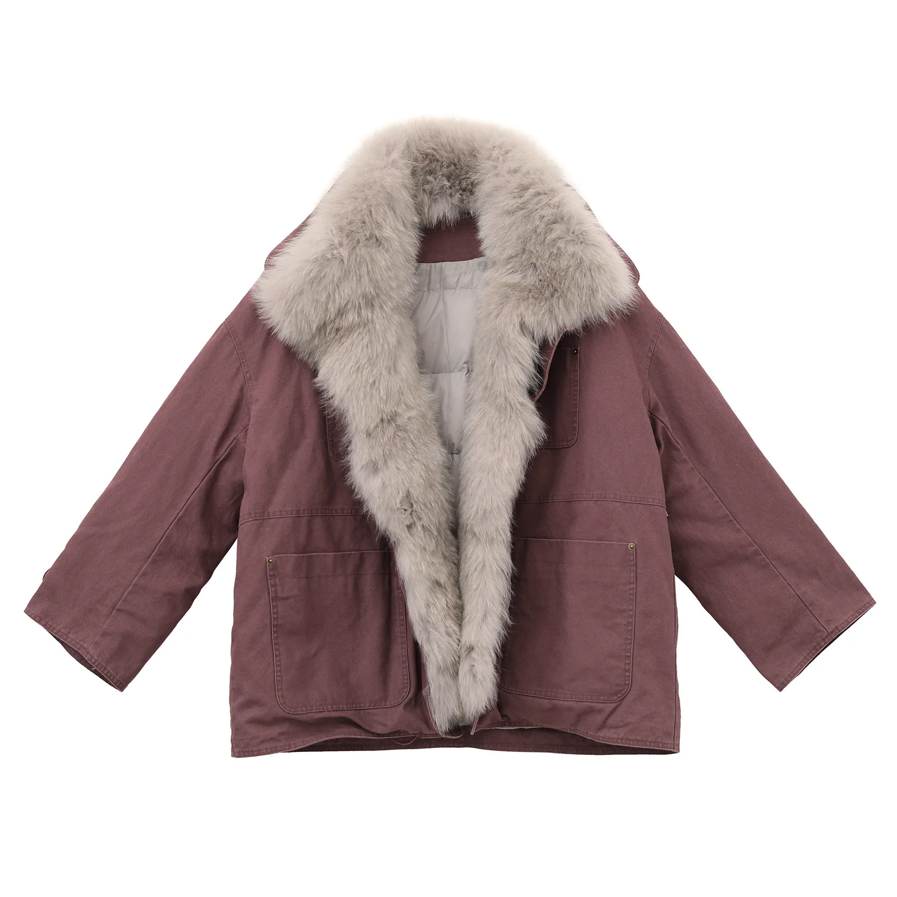 UMI MAO-Chaqueta holgada de longitud media para mujer, chaqueta de plumón de pato blanco 90% con cuello de piel de algodón, Casacos femeninos Y2K