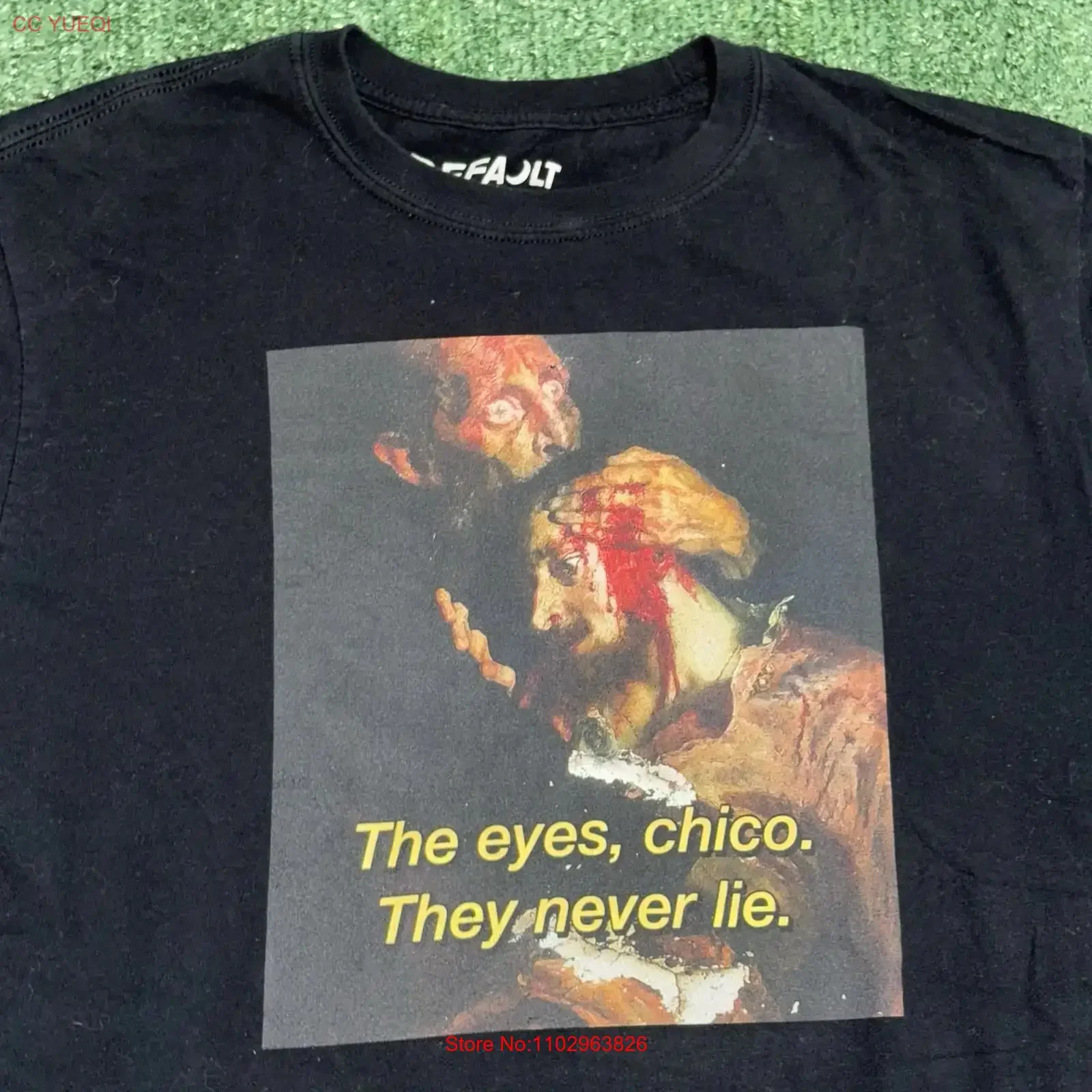 Camiseta de hombre SCARFACE THE EYES CHICO THEY NEVER LIE, talla LG, marca Default, estilo vintage, lavado, moderna, para uso diario, con gráfico.