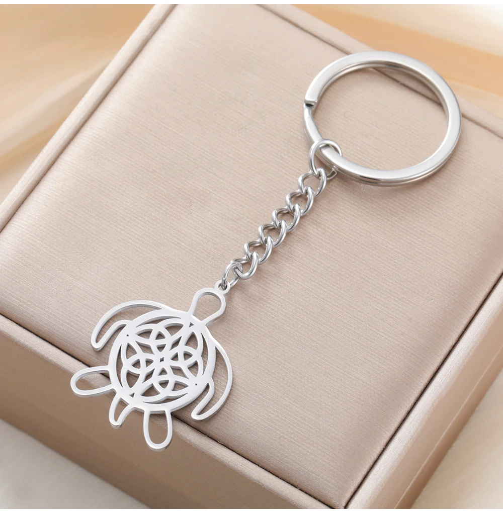 COOLTIME Hohlschildkröte Schlüsselanhänger Edelstahl Celtics Tier Schildkröte Anhänger Schlüsselanhänger Schmuck Geschenk Neu – Detail 9