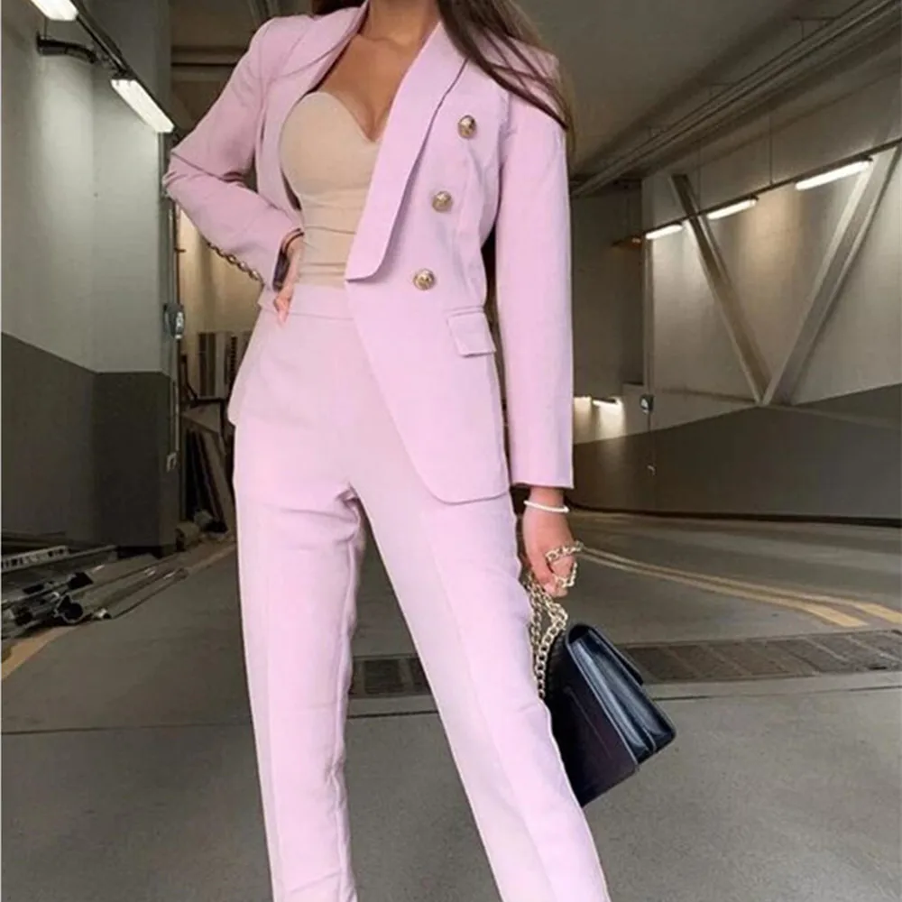 

Pink Shawl Women Blazer Suits Jacket Fashion Ladies Pantsuit Costumes Womens Suits Blazer with Pants for Party Groom Custom Made